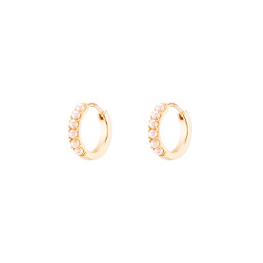 Classy Pearls Gold Hoops