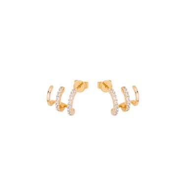 Classy 3 Lines Shinny Gold Earrings