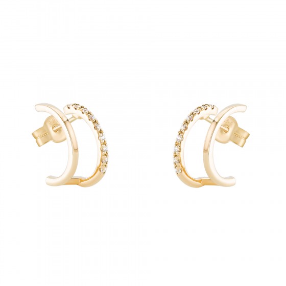 Argolas Ouro Trendy Open Two Lines