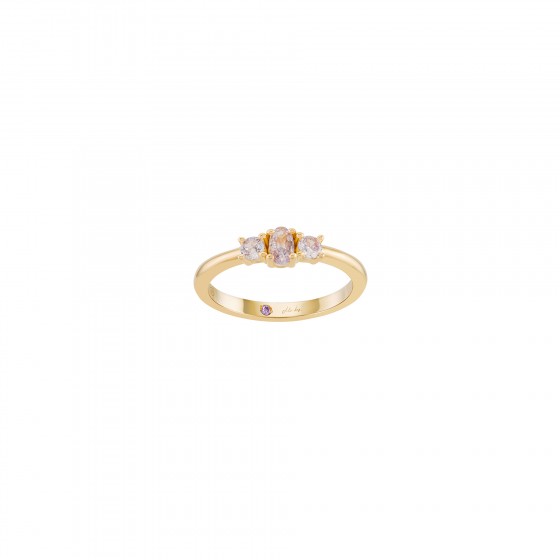 Anel Mia Rose 3 Stones Lavender Gold