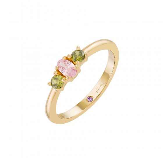 Anel Mia Rose 3 Stones Citrine & Pink Gold