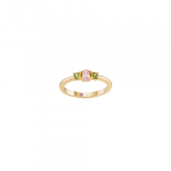Anel Mia Rose 3 Stones Citrine & Pink Gold