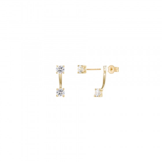 Brincos Ouro Trendy Double Solitaire