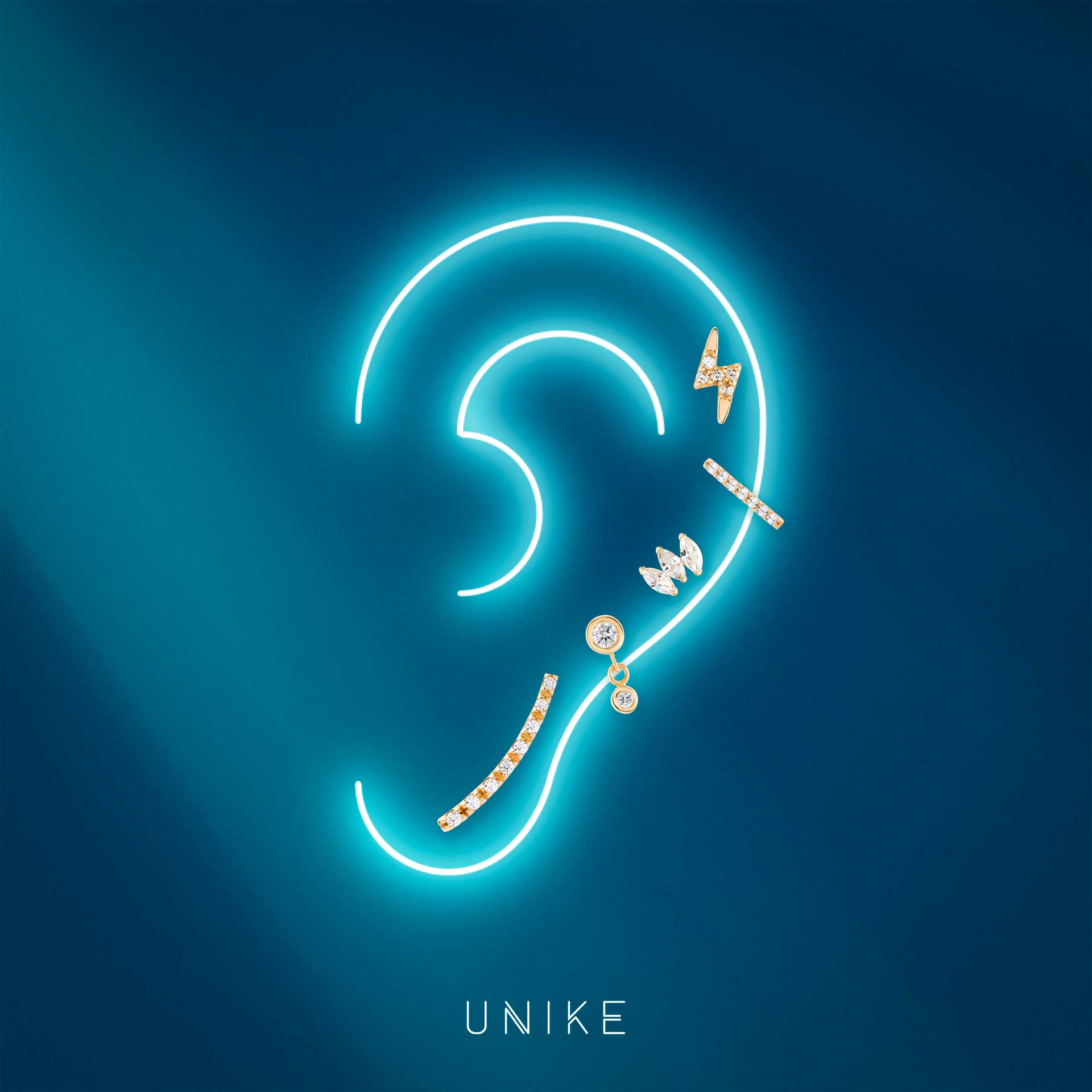 Pendiente Único Oro Trendy Climber Bar