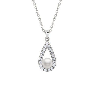 Pearl Silver CZ Necklace