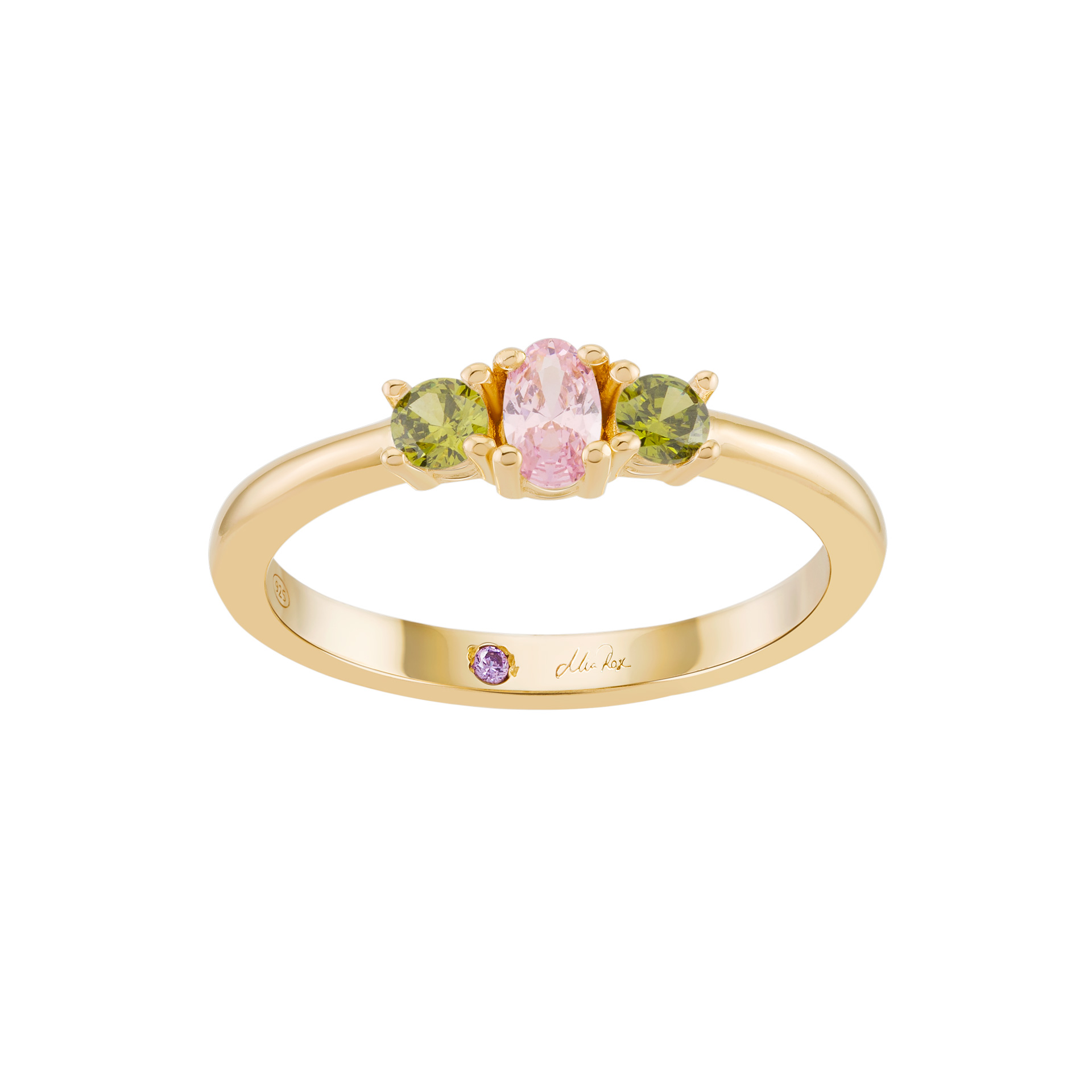 Anel Mia Rose 3 Stones Citrine & Pink Golden