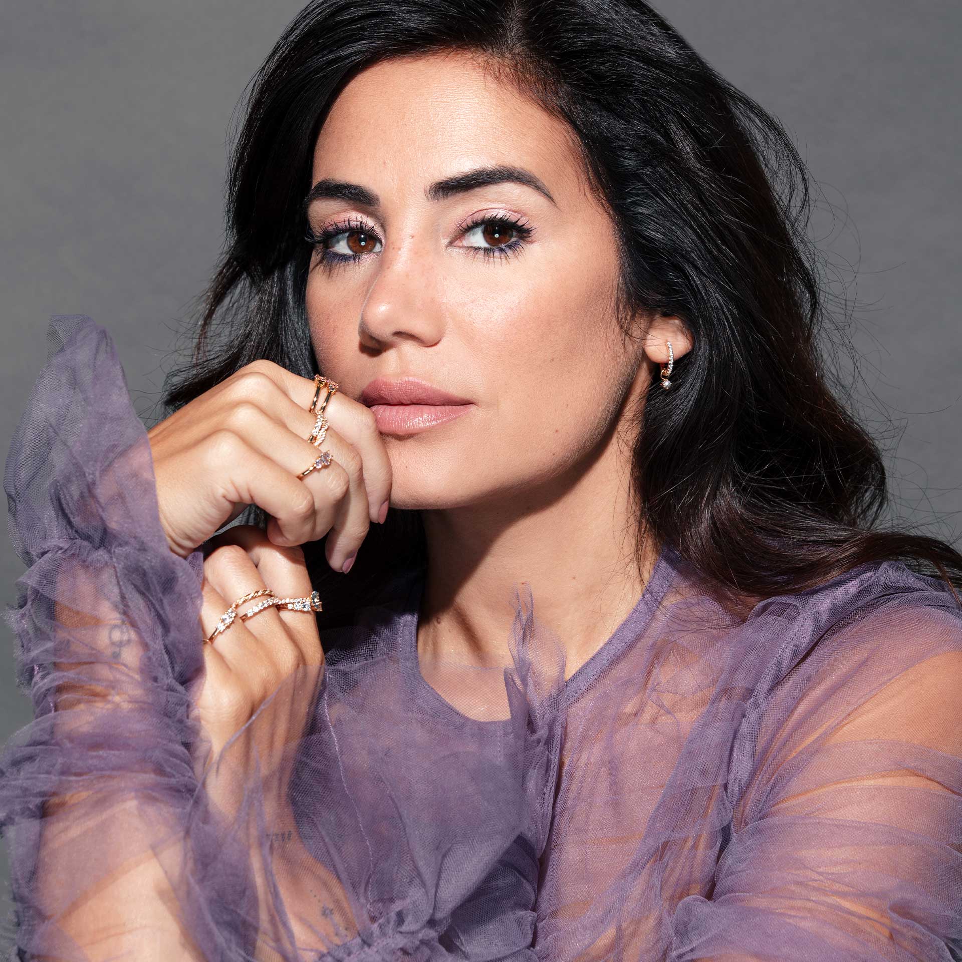 Anel Mia Rose 3 Stones Citrine & Pink Golden