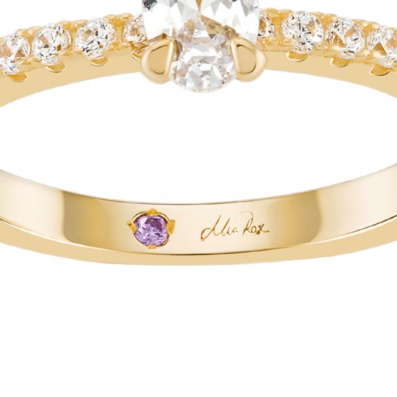 Anel Mia Rose Oval Solitaire Golden