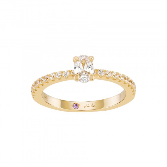 Anel Mia Rose Oval Solitaire Golden