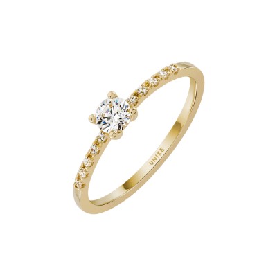 Gold Timeless Round Solitaire CZ Ring
