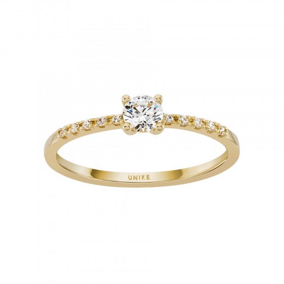 Gold Timeless Round Solitaire CZ Ring