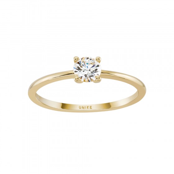 Anel Ouro Timeless Round Solitaire Plaine