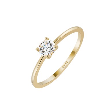Anel Ouro Timeless Round Solitaire Plaine