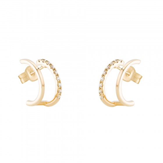 Gold Trendy Open Two Lines Hoops