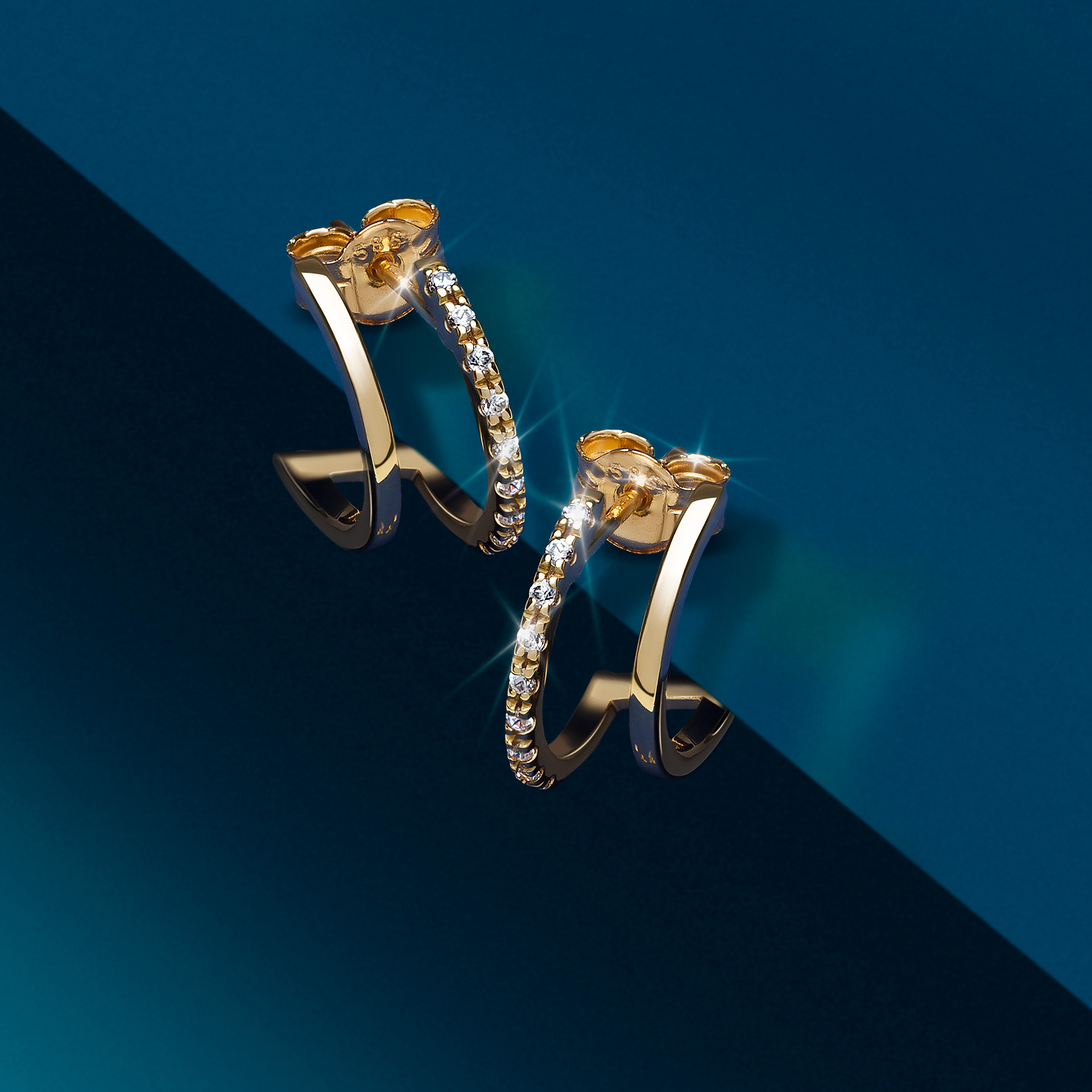 Aros Oro Trendy Open Two Lines