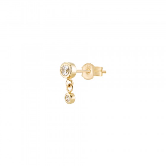 Gold Trendy Articulated Solitaire Unique Earring