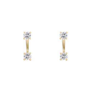 Gold Trendy Double Solitaire Earrings
