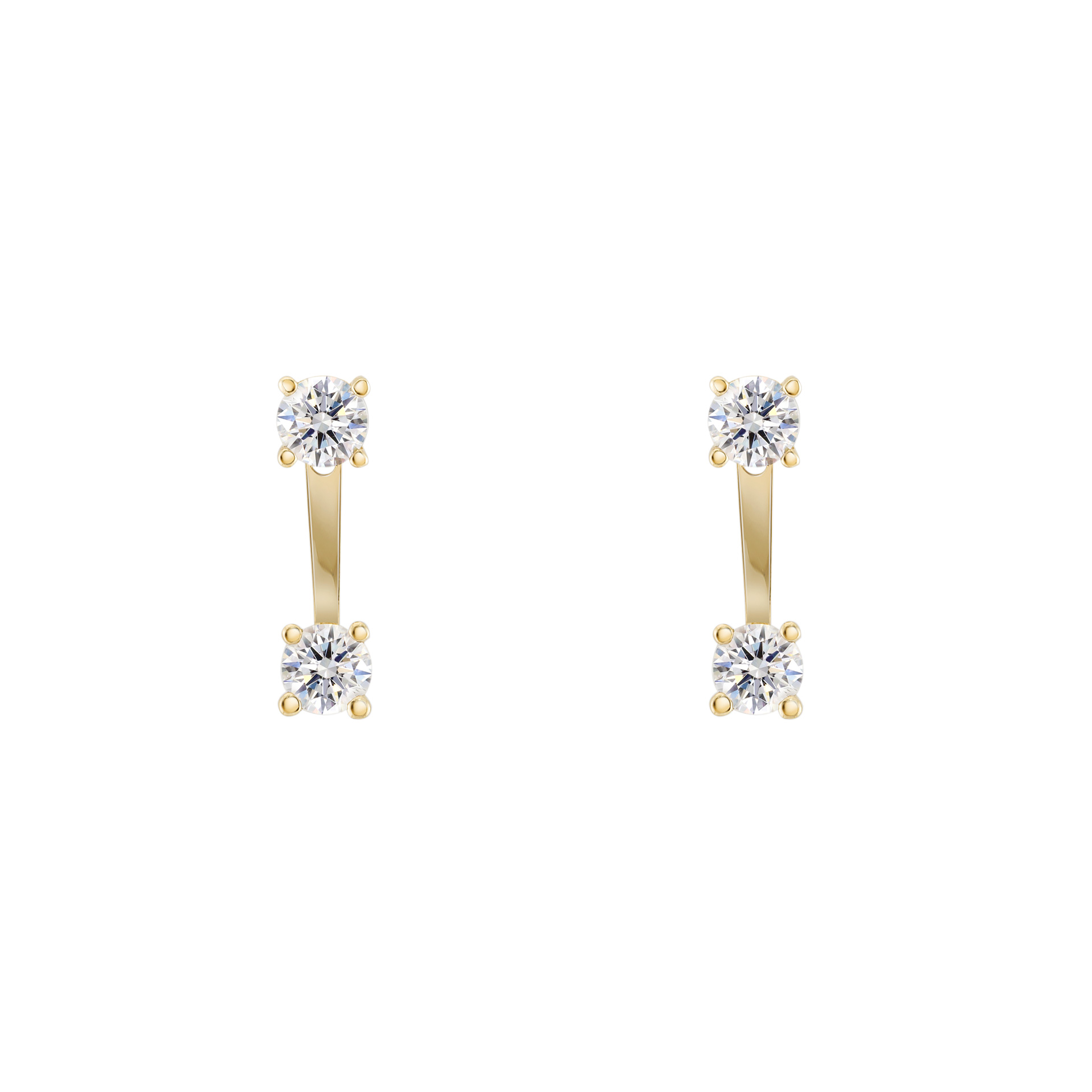 Gold Trendy Double Solitaire Earrings