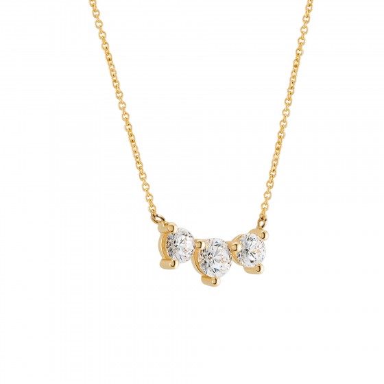 Gold Timeless Stones 3 Stones Necklace