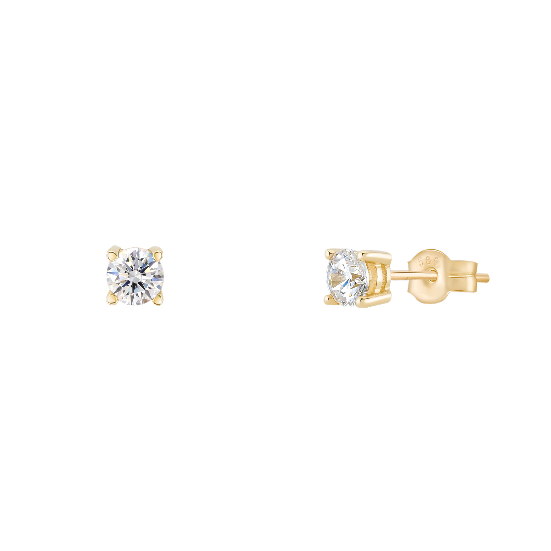 Gold Timeless Solitaire Small Earrings