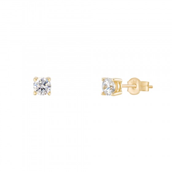 Gold Timeless Solitaire Small Earrings