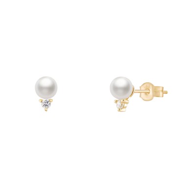 Gold Timeless Pearl & Cz Earrings
