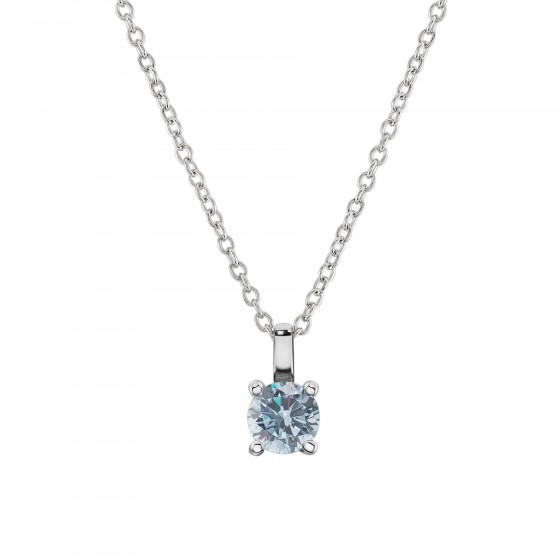 Matchy Color Blue Solitaire Silver Necklace