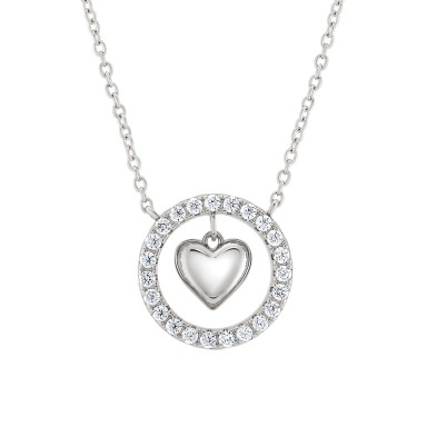Heart & Circle Silver Necklace