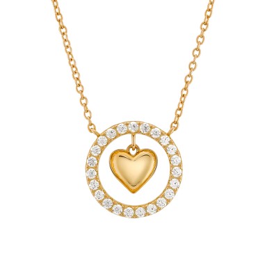 Heart & Circle Golden Necklace