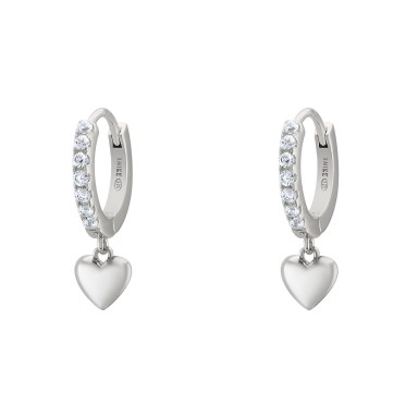 Plain Heart Silver Shinny Earrings