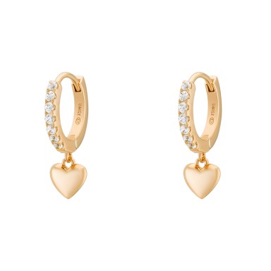 Plain Heart Golden Shinny Earrings