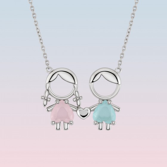 Collar Mum Girl Pink & Boy Blue