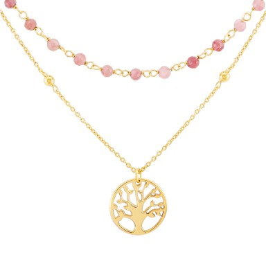 Fun Double Pink Tree of Life Necklace
