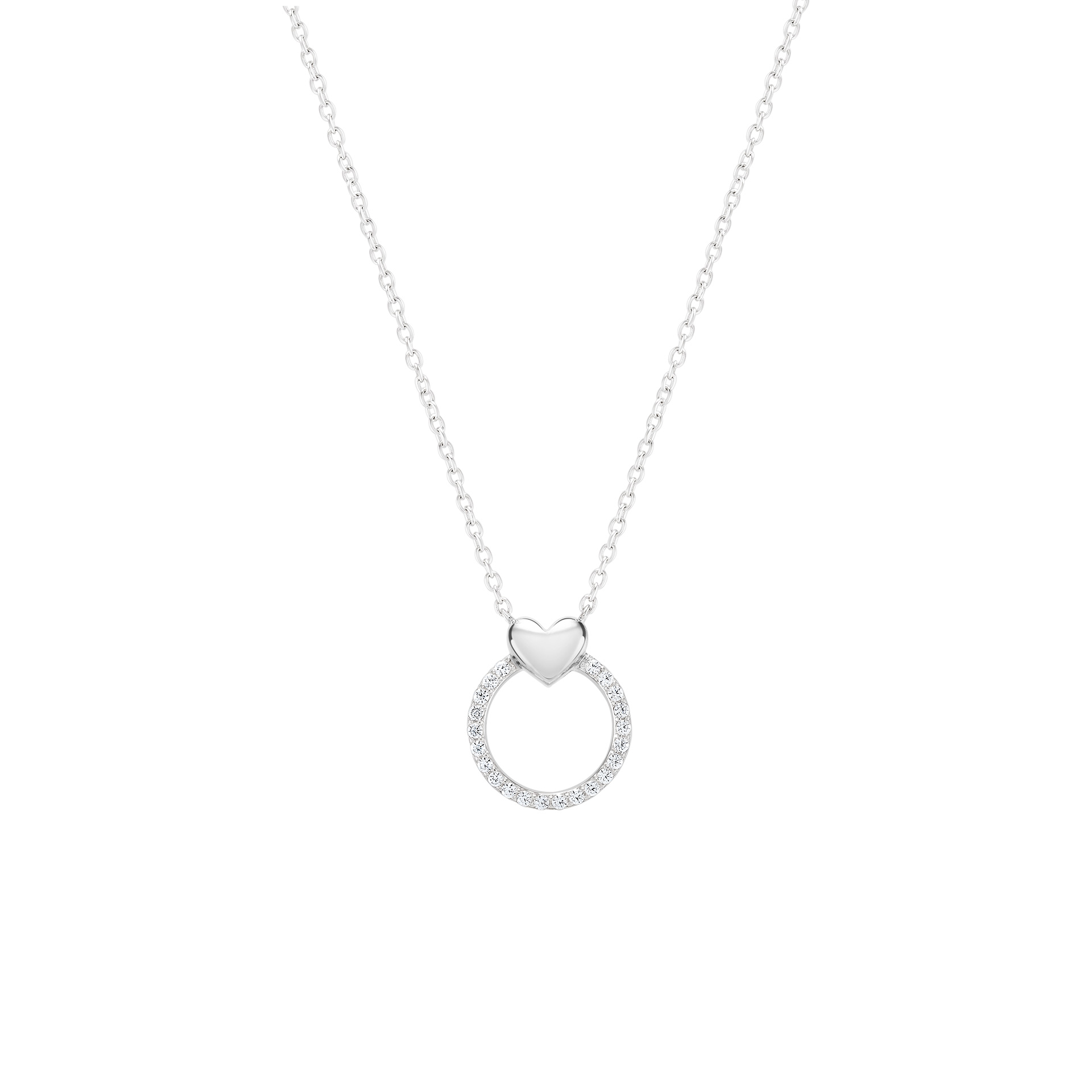 Colar Circle Heart Silver