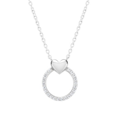 Circle Heart Silver Necklace