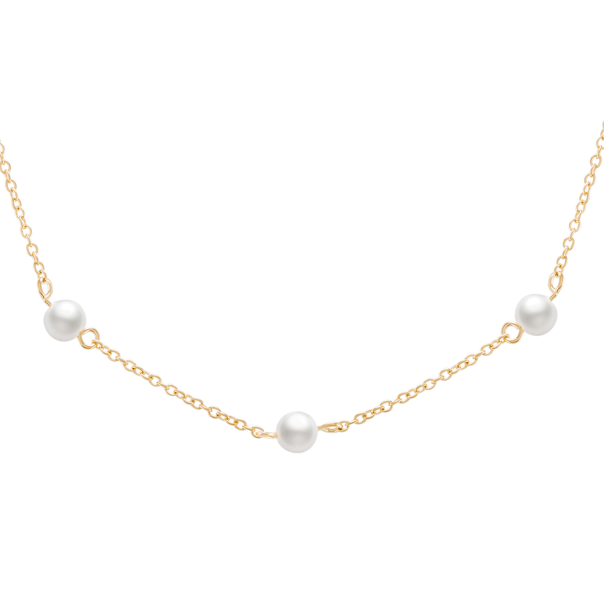 Colar 5 Pearls In Line Golden