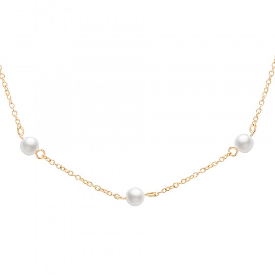 Colar 5 Pearls In Line Golden