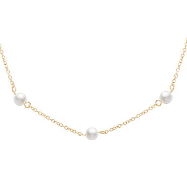 5 Pearls In Line Golden Necklace