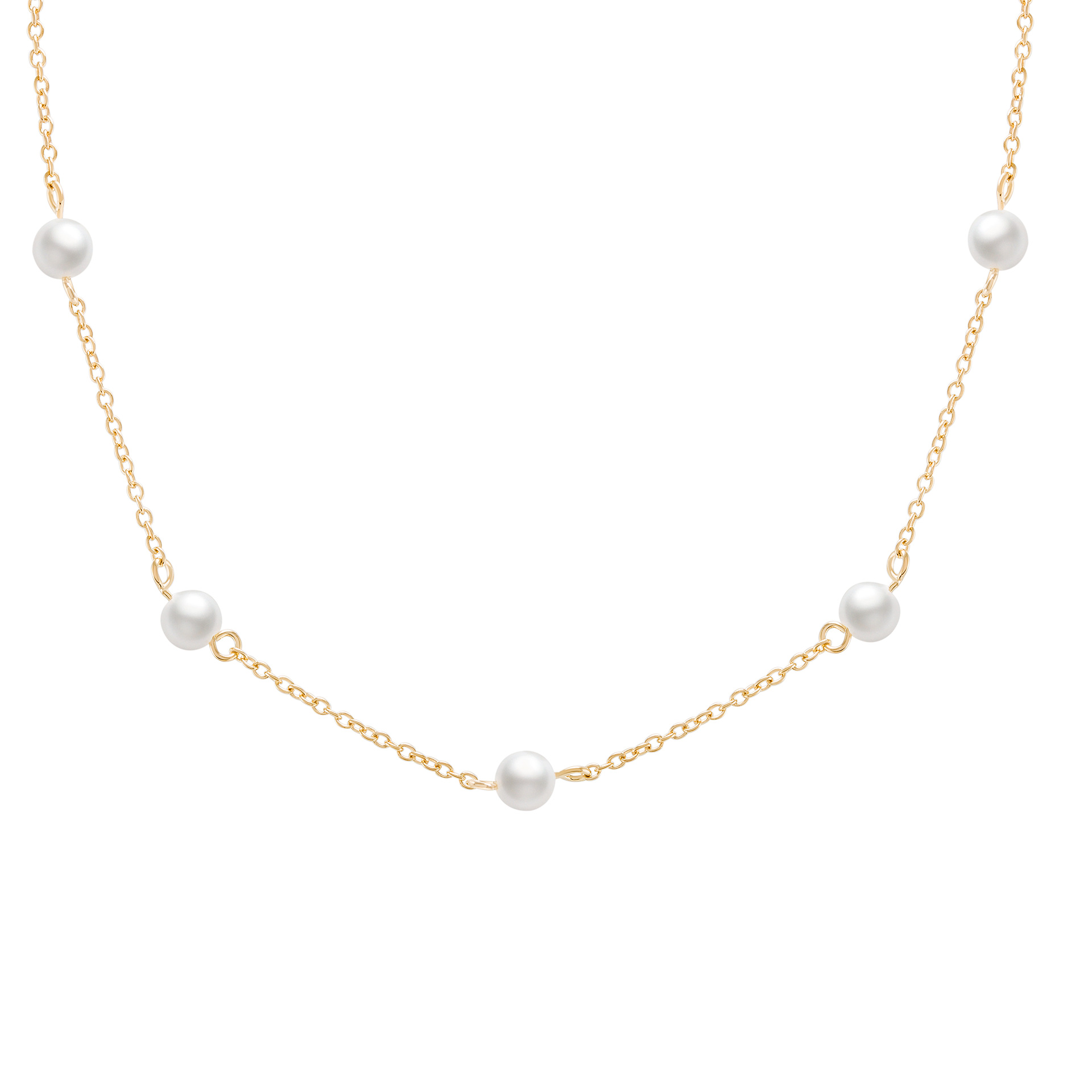 Colar 5 Pearls In Line Golden