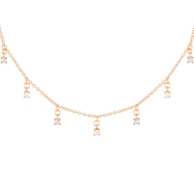 Classy Pearls & Solitaires Golden Necklace