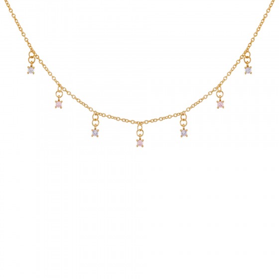 Matchy Color Multiple Solitaire Golden Necklace