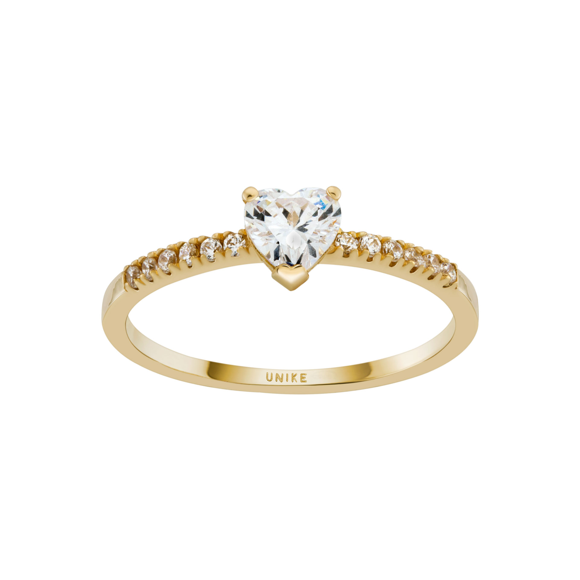 Anel Ouro Solitário Coração