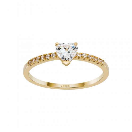 Anel Ouro Heart Solitaire