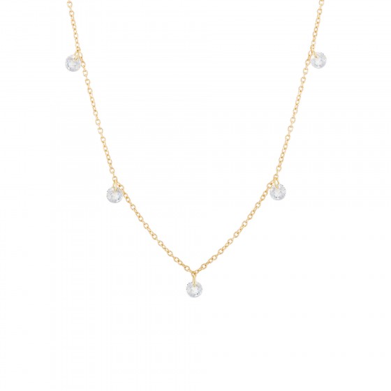 Gold Floating Stones Necklace
