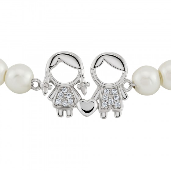 Mum Girl & Boy Pearls Bracelet