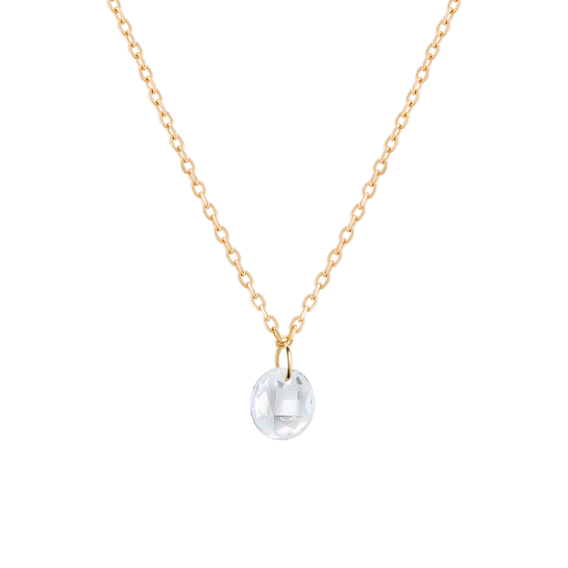 Gold Single Floating Stone Necklace