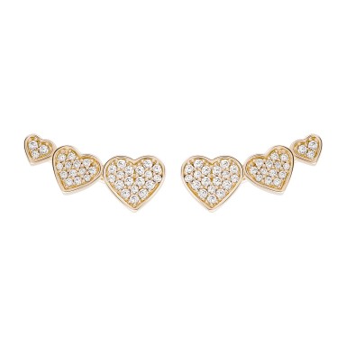 Matchy 3 Hearts Golden Earrings