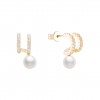 Pendientes 2 Lines Shiny & Pearls Golden