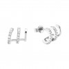 Classy 3 Lines Shiny Silver Earrings