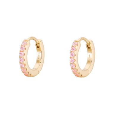 Matchy Color Shinny Pink Golden Hoops